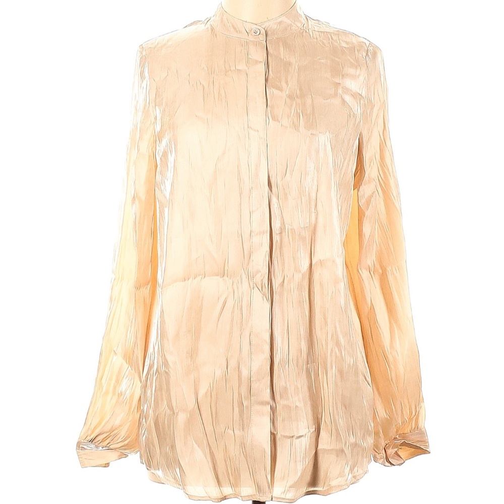 NWT  Ivory tall mandarin collar button down shirt
